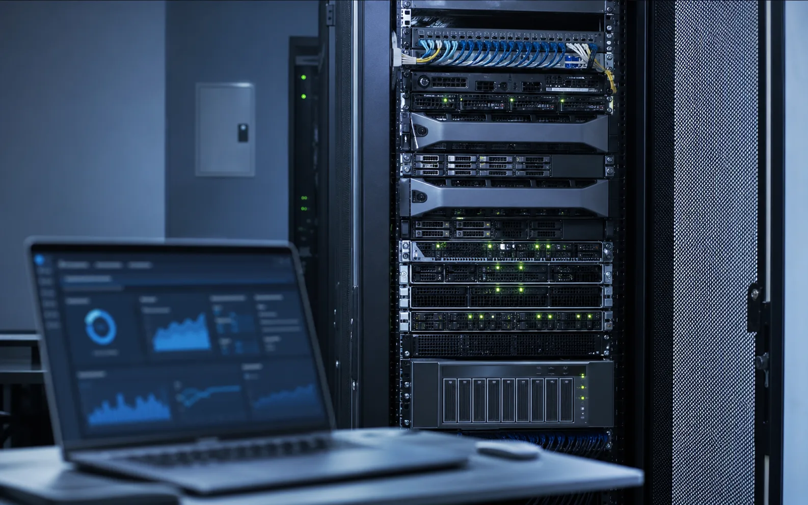 Serveurs VPS sécurisés dans un data center avec supervision et monitoring pour garantir fiabilité et disponibilité du site web